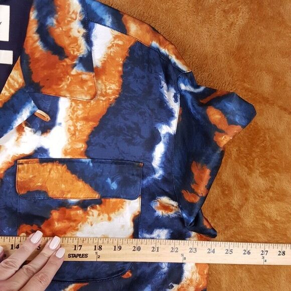 NICHOLAS DALEY Mens Shirt Medium Blue Button Up Utility SUMINIGASHI ALOHA $695 - Picture 9 of 11